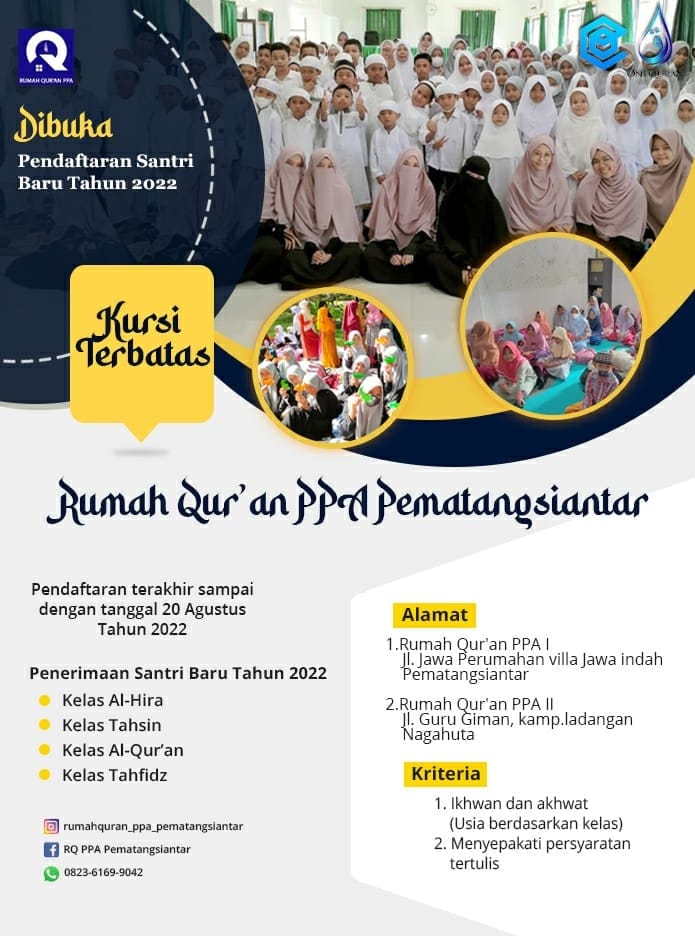 Dibuka Pendaftaran Santri RQ PPA Pematangsiantar