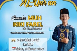 Tasmi Qur’an 2 Juz : Ananda Muh Kiki Farel Santri RQ PPA Bekasi