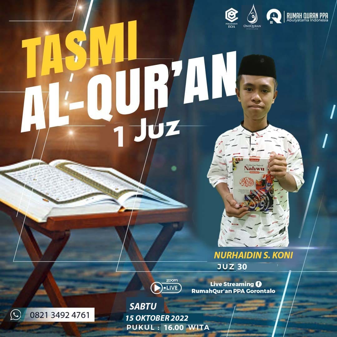 Tasmi' Al Qur'an 1 Juz oleh Nurhaidin Santri Rumah Quran PPA Gorontalo