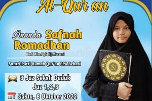 Tasmi Qur’an 3 Juz : Ananda Safnah Santri RQ PPA Bekasi