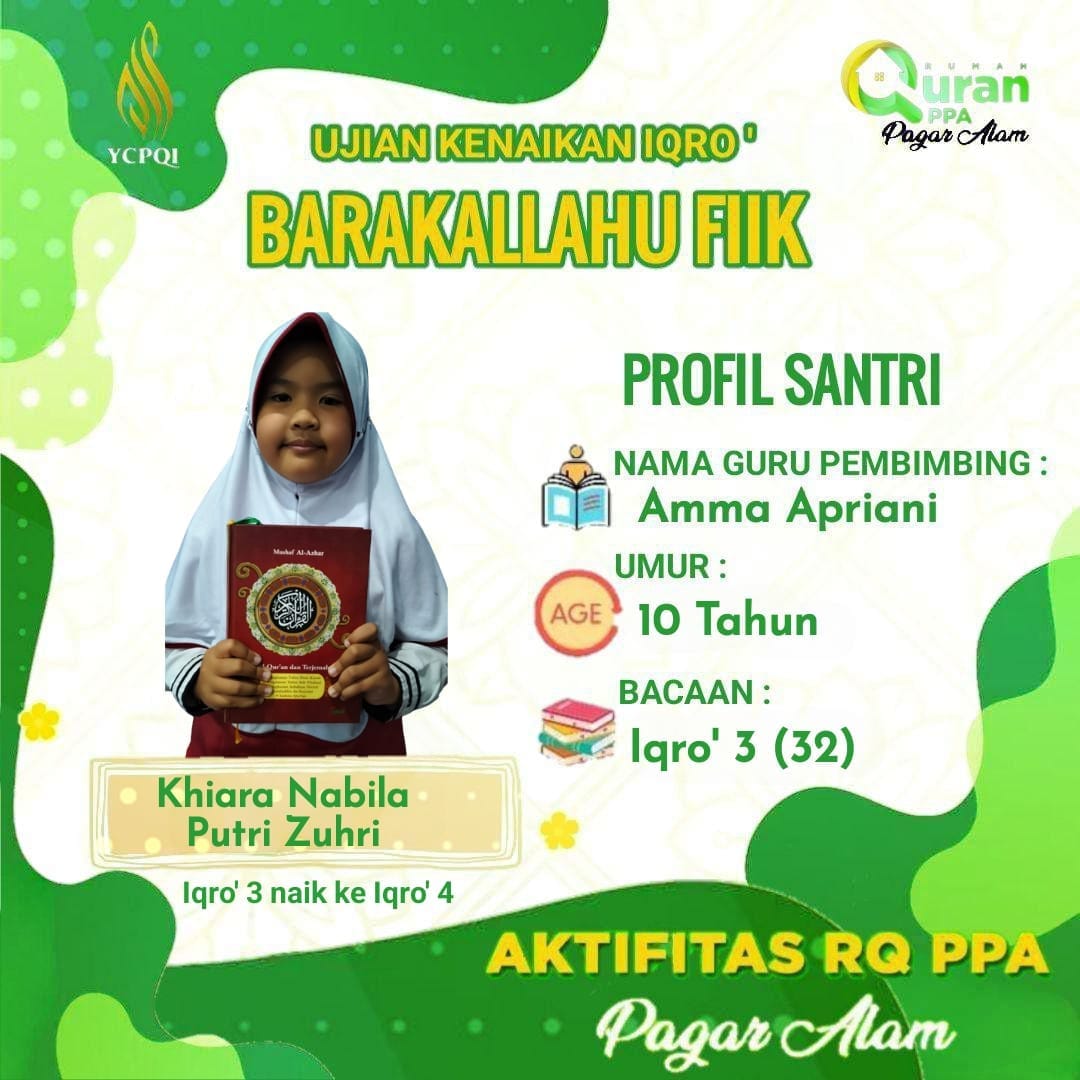 Ujian Kenaikan Iqro RQ PPA Pagar Alam