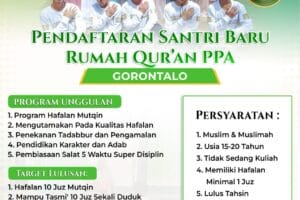 Telah dibuka Pendaftaran Santri Baru Tahfidz Mukim Angkatan 4 Rumah Quran PPA Gorontalo