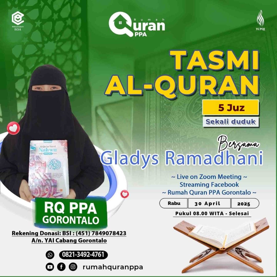 Tasmi' Al-Quran 5 Juz Sekali Duduk Ananda Gladys Ramadhani