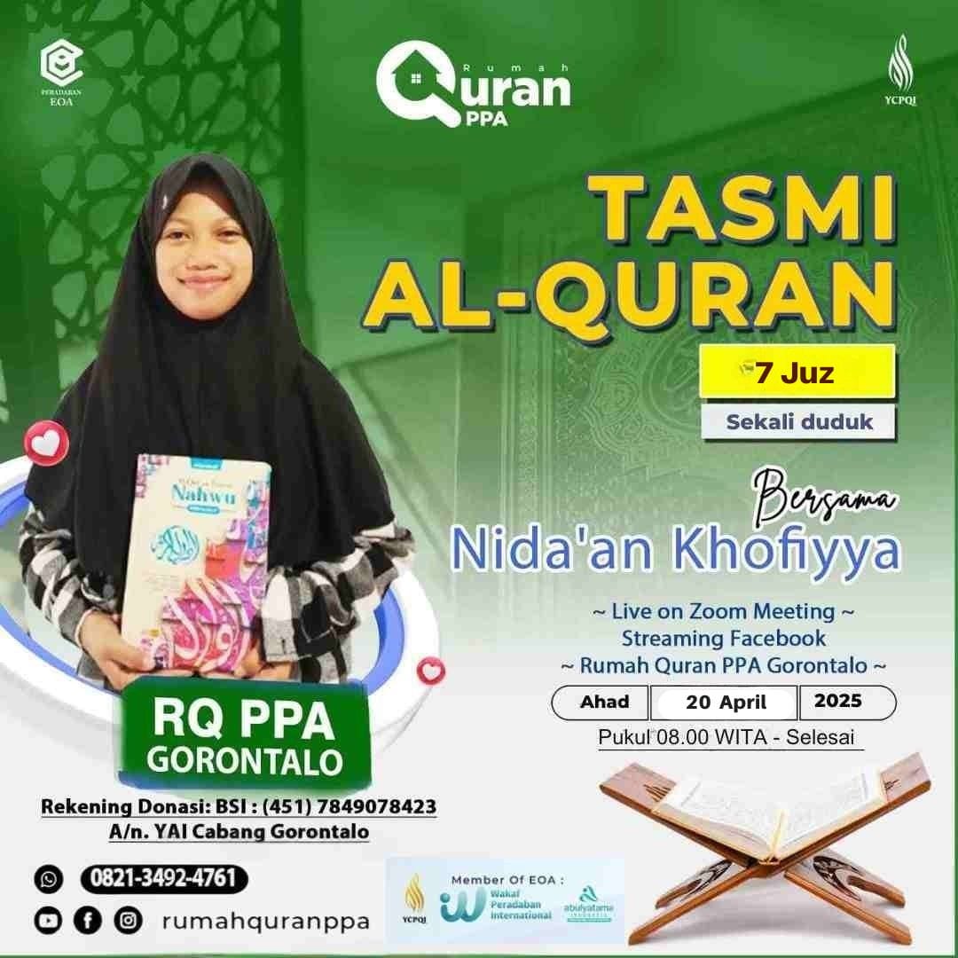 Tasmi Al Quran 7 Juz Sekali Duduk Ananda Nida'an Khofiyya