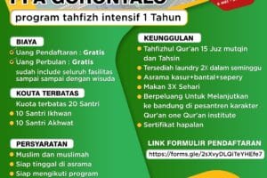 PENDAFTARAN SANTRI BARU RUMAH QUR’AN PPA GORONTALO