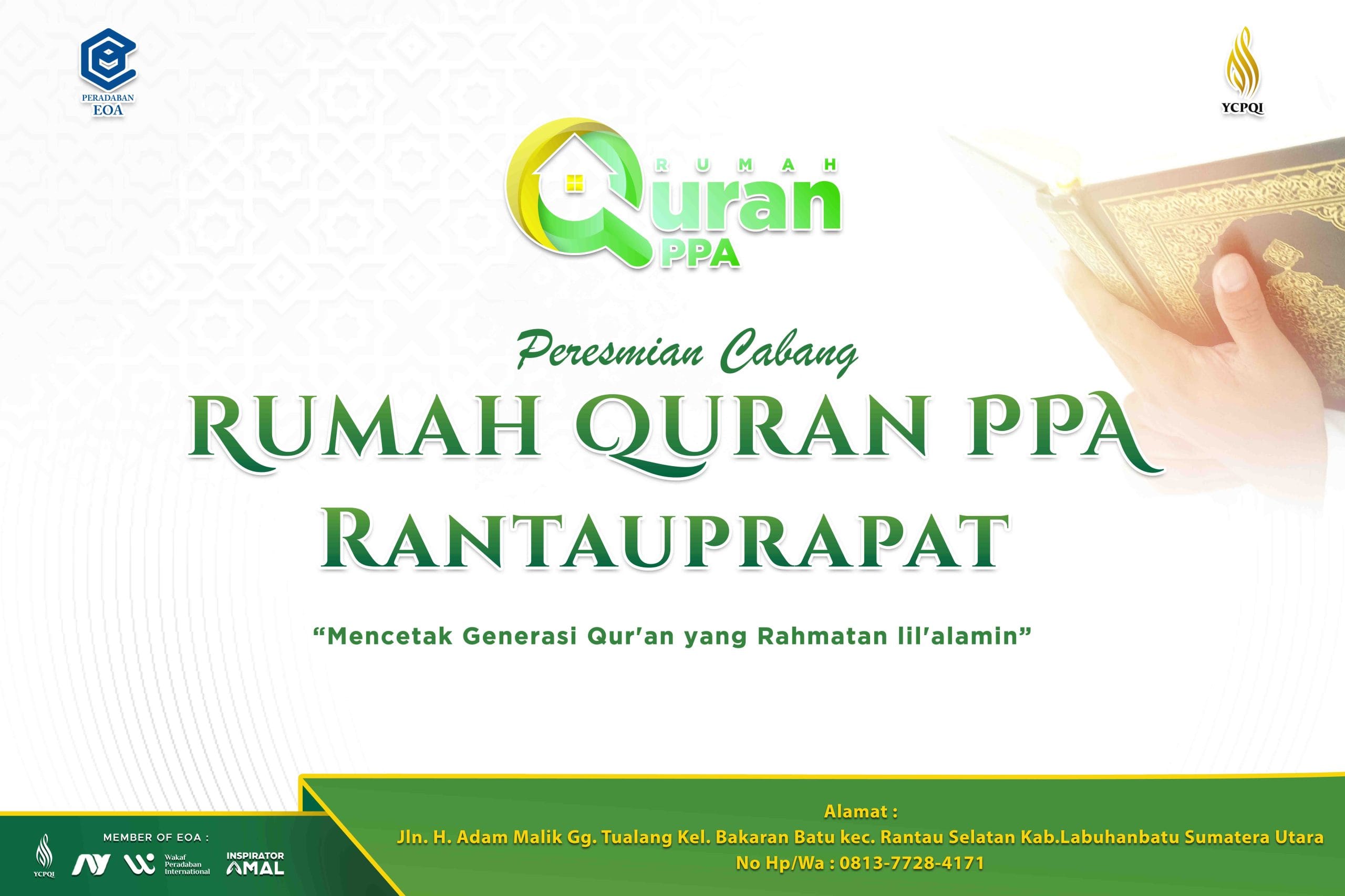 Peresmian Cabang Rumah Quran PPA Rantauprapat