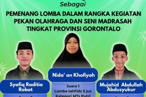 Juara 1 Lomba Tahfidz Qur’an 5 juz Porseni Tingkat Provinsi Gorontalo